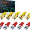 GLOFE 10Pcs Cab Roof Running Marker Light Amber Red T10 LED Bulb Compatible with 2003 2004 2005 2006 2007 2008 2009 Hummer H2,Ford F-250 F-350 1999-2016