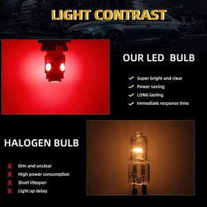 GLOFE 10Pcs Cab Roof Running Marker Light Amber Red T10 LED Bulb Compatible with 2003 2004 2005 2006 2007 2008 2009 Hummer H2,Ford F-250 F-350 1999-2016