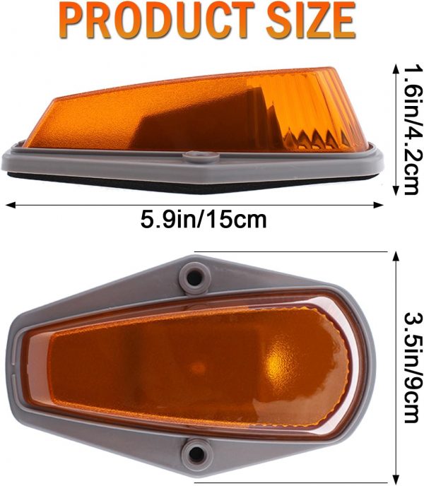 GLOFE Amber Cab Marker Roof Lights, 5PCS Truck Cab Lights Compatible with 1973-1997 Ford F150 F250 F350 F450 F550 Super Duty Pickup Trucks (Amber Lens)