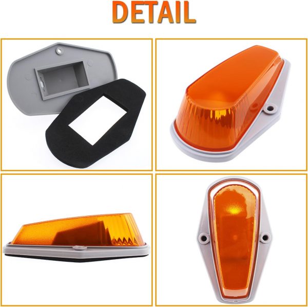 GLOFE Amber Cab Marker Roof Lights, 5PCS Truck Cab Lights Compatible with 1973-1997 Ford F150 F250 F350 F450 F550 Super Duty Pickup Trucks (Amber Lens)