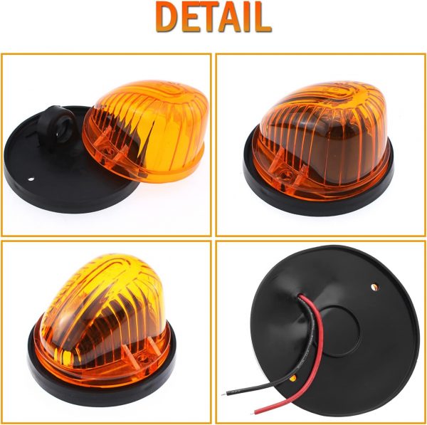 GLOFE Roof Running Cab Marker Light Amber Cover Lens Base Kit Specifically Designed Compatibility with C K Series 1973-1987 Pickup Truck, Enhancing Visibility and Style