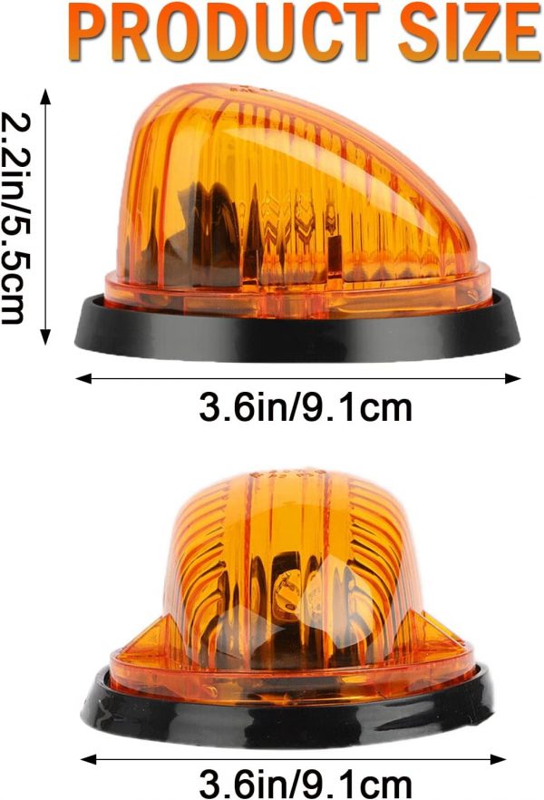GLOFE Roof Running Cab Marker Light Amber Cover Lens Base Kit Specifically Designed Compatibility with C K Series 1973-1987 Pickup Truck, Enhancing Visibility and Style