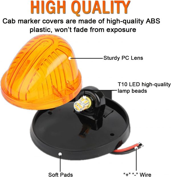 GLOFE Roof Running Cab Marker Light Amber Cover Lens Base Kit Specifically Designed Compatibility with C K Series 1973-1987 Pickup Truck, Enhancing Visibility and Style