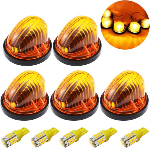 GLOFE Roof Running Cab Marker Light Amber Cover Lens Base Kit Specifically Designed Compatibility with C K Series 1973-1987 Pickup Truck, Enhancing Visibility and Style