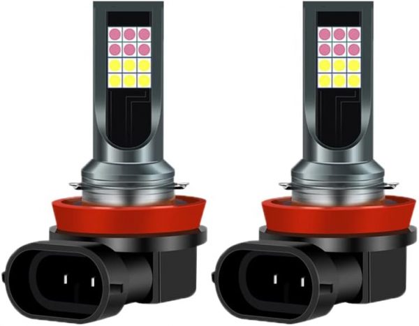 GLOFE Switchback Strobe Flash 24LED H11 H9 H8 H16JP White & Pink Purple Fog Light Bulbs Driving DRL Daytime Running Light